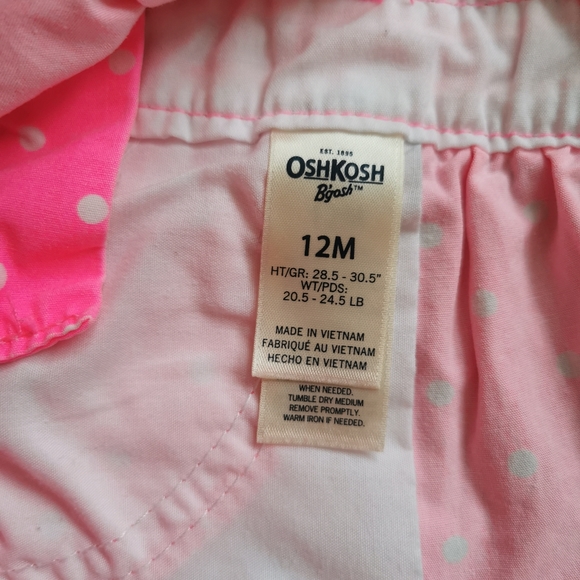Oshkosh Overall Skirt in a Highlighter Pink 12 months - Picture 7 of 7